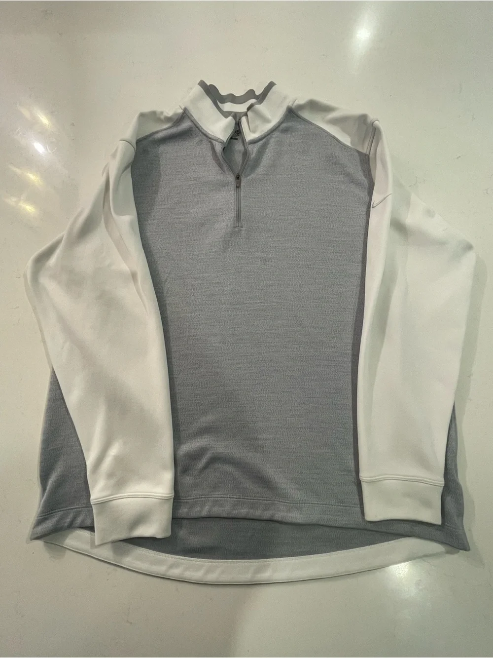 Nike Golf Tour Performance Dri-Fit 1/4 Zip Pullover Mens 2XL Gray White